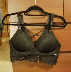 PINK lace black bra